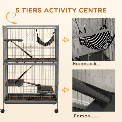 5 Tiers Of Small Animal Cages, Ferret Cages, Large Chinchilla Cages With Hammock Fittings And Heavy Duty Wires