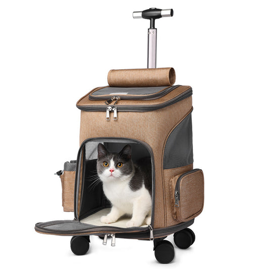 Tragbare Falten Trolley Pet Rucksack Reisen Katze Rucksack Mit Universal-Rad Trolley Haustier Tasche