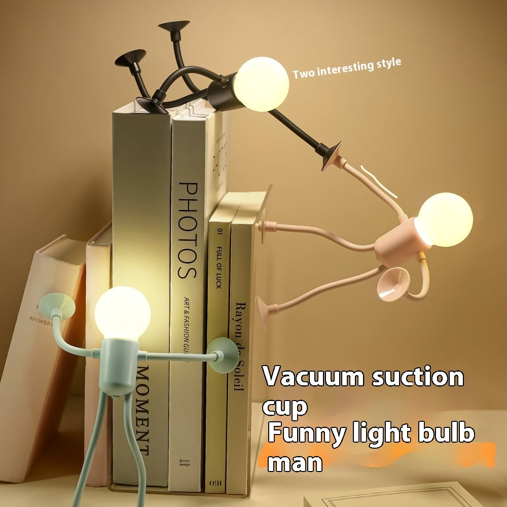 Changeable Shape Funny Sportsman Night Light Versatile Lamp Creative Funny Quirky Button Battery Desk Lamp Ornament Vacuum Suction