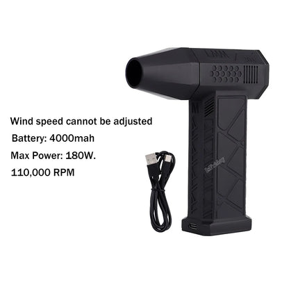 Air blower 140000RPM Turbo Jet Fan Brushless Motor Handheld Duct Fan 52M/S Portable Type-C Charging with Power Display ventilado