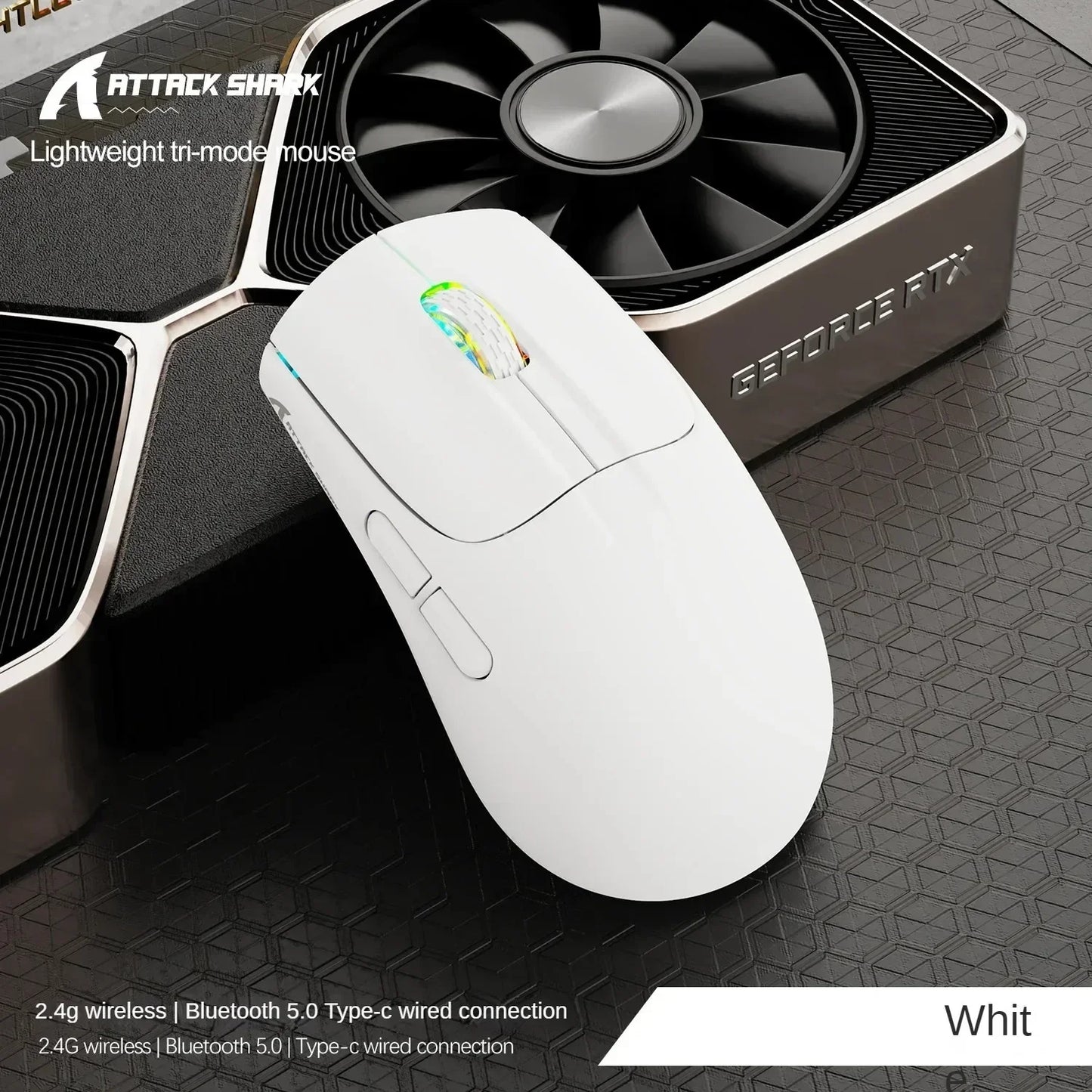 ATTACK SHARK X5 Tri-Mode Wireless Rechargeable Gaming Mouse, 49g Lightweight PAW3212 Optical Sensor GB LED Honeycomb Mouse