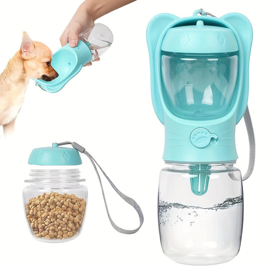 2-in-1 Hundewasserflasche mit Futterbehälter – Auslaufsicher und Tragbar für Outdoor-Aktivitäten