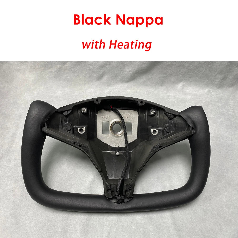 CSSBOON Heated Yoke Steering Wheel for Tesla Model X Sports Racing Car Interior Handle Carbon Fiber Option for Tesla Model S